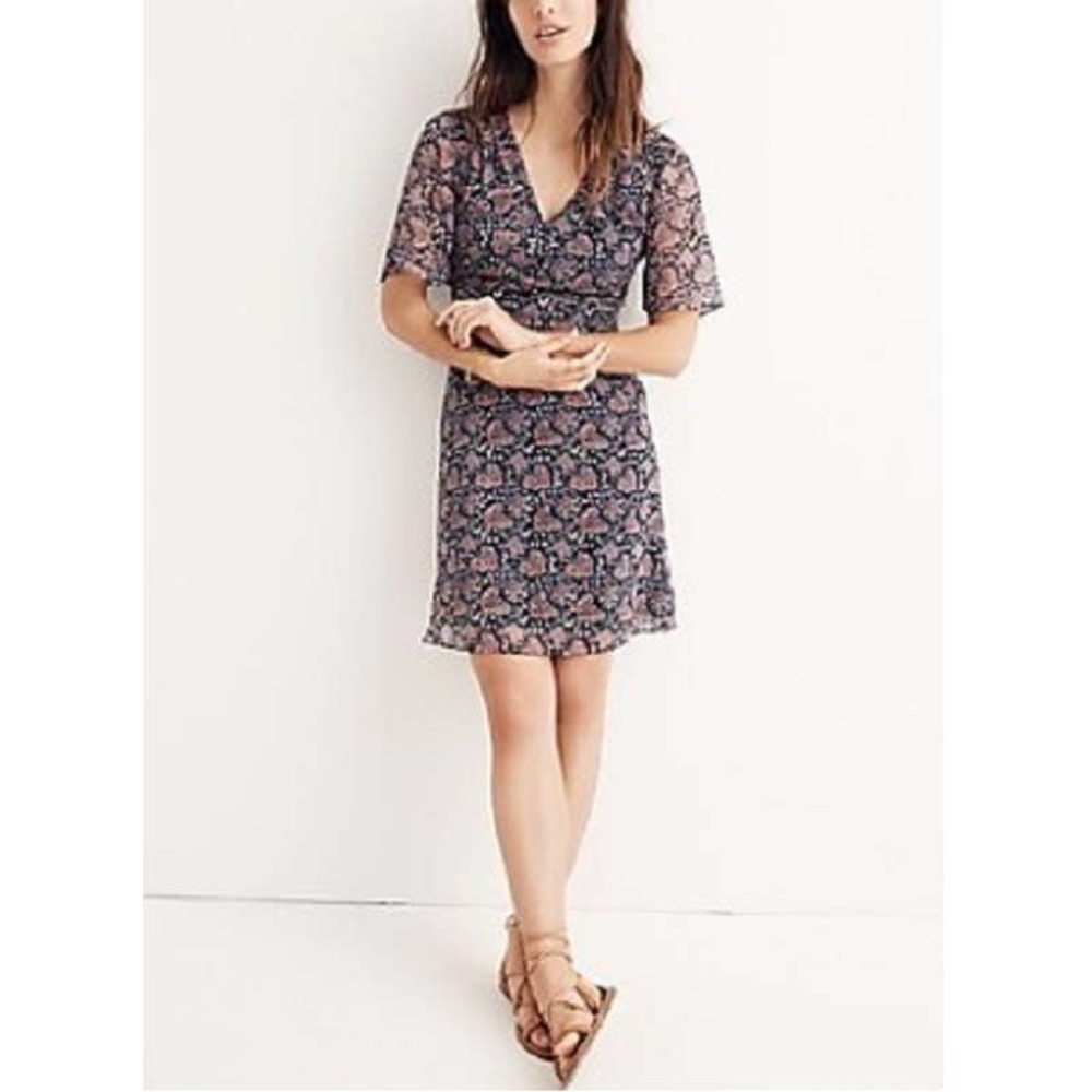 Madewell Floral Print Dress - Black and Pink